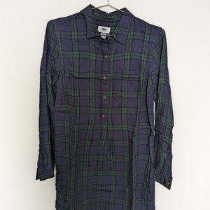 Old Navy Plaid Shirt Dress, Blue/Green, Women's S